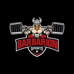barbarian mascot fitness  logo design 