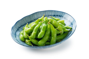 Japanese edamame on a white background