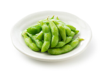 Japanese edamame on a white background