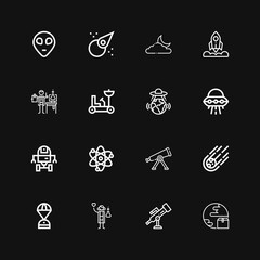 Editable 16 astronomy icons for web and mobile