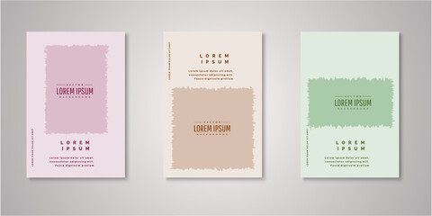 Fototapeta premium Set of background with watercolor brush for cover design paper cut style vector illustration.