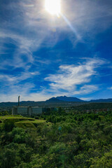 clouds over the volcanus and piramidal basement
