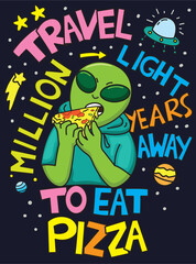 Hand drawn alien for t shirt