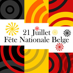 Translate: July 21, Belgium National Day. Happy Belgium National Day (Fte Nationale Belge)  Vector Illustration. Suitable for greeting card, poster and banner.