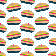 pie on plate seamless pattern vector illustration 
