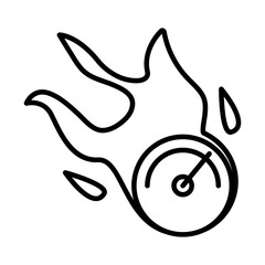 speed gauge with flame line style icon
