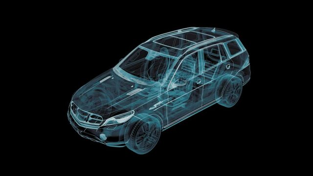 Internal components of an SUV, animation