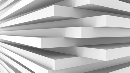 3d Rendering. White Modern Interior Background. Abstract Building Blocks.