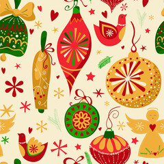 Christmas Ornaments Seamless Pattern - 363067225