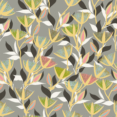 1698 Moody Flowers seamless pattern copy - 363067839