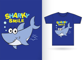 Cute shark cartoon for t shirt