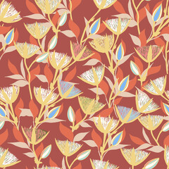 1698 Moody Flowers seamless pattern - 363068811