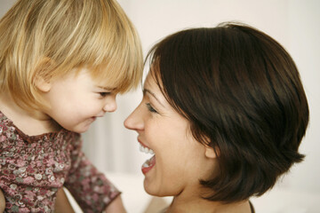 Mother and daughter having fun