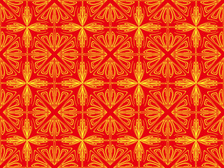 Seamless pattern design with floral background elements, beautiful ornaments, black, white, orange, pink, red, green, yellow, blue, gray, purple