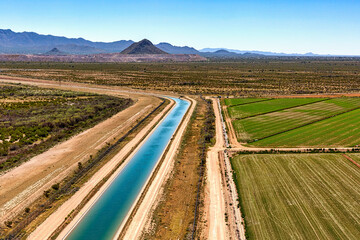 Irrigation canal and agriculture in Avra Valley