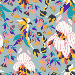 1703 Moody Flowers seamless pattern - 363069646