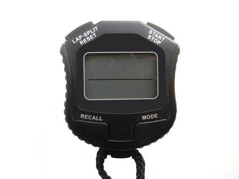 Black Color Digital Stopwatch On White Background