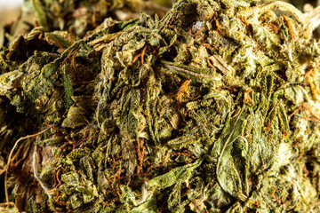 Macro photo of dry marijuana