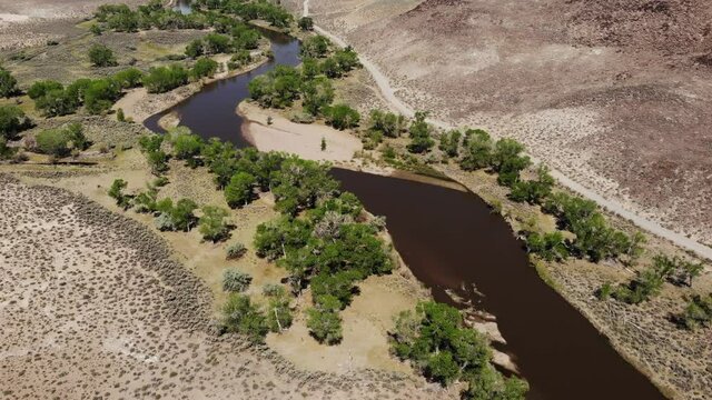 Carson River Aerial Drone Shot - Lahontan Valley, Nevada
