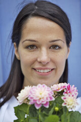 Woman with potted flower