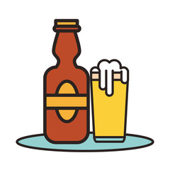 fresh beers bottle and glass drinks icons