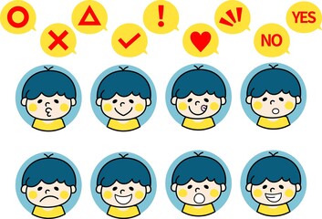 いろいろな表情とアイコンのセット