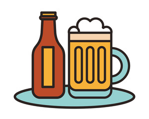 fresh beer jar with bottle