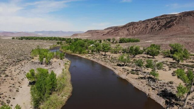 Carson River Aerial Drone Shot - Lahontan Valley