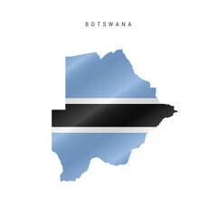 Fototapeta premium Waving flag map of Botswana. Vector illustration