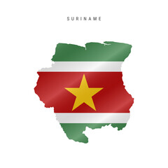 Waving flag map of Suriname. Vector illustration