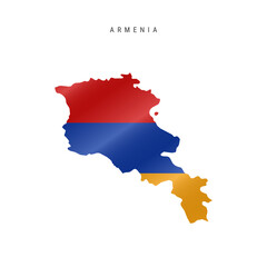 Waving flag map of Armenia. Vector illustration