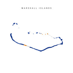 Waving flag map of Marshall Islands. Vector illustration