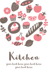 キッチンイラスト_ピンク_円形