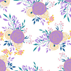 Blossom Floral pattern in the blooming botanical Motifs scattered random. Seamless vector texture. For fashion prints. Printing with in hand drawn style light blue background - 363076420