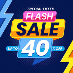 Vector graphic of Modern Colorful Flash Sale 40 Percent Advertising Banner Background. Perfect for Retail, Brochure, Banner, Business, Selling, etc