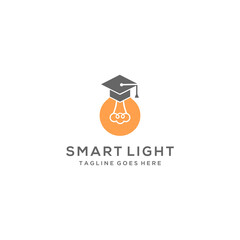 A bachelor hat combined with a light bulb as a symbol of intelligent education