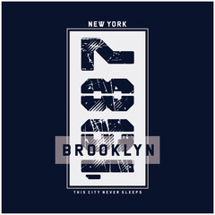 Vector illustration on the theme of New York Brooklyn. Typography, t-shirt graphics, print, poster, banner, flyer, postcard