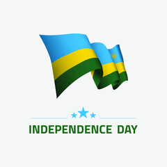 Waving flag of Rwanda for independence day greeting card, banner and social media isolated on white background vector illustration EPS 10