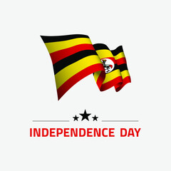 Waving flag of Uganda for independence day greeting card, banner and social media isolated on white background vector illustration EPS 10