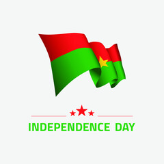 Waving flag of Burkina Faso for independence day greeting card, banner and social media isolated on white background vector illustration EPS 10