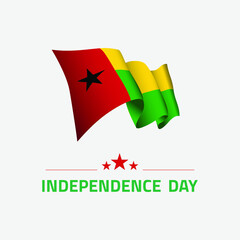 Waving flag of Guinea Bisau for independence day greeting card, banner and social media isolated on white background vector illustration EPS 10