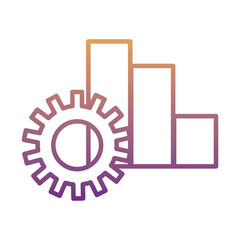 gear machine work with statistics bars gradient line style icon