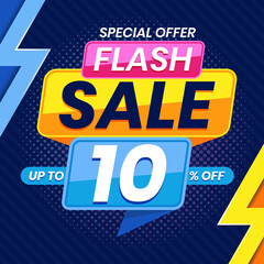 Vector graphic of Modern Colorful Flash Sale 10 Percent Advertising Banner Background. Perfect for Retail, Brochure, Banner, Business, Selling, etc