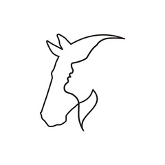 Silhouette of a girl and a horse