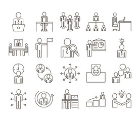 bundle of business people avatars set icons