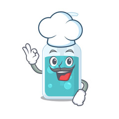 Talented hand sanitizer chef cartoon drawing wearing chef hat