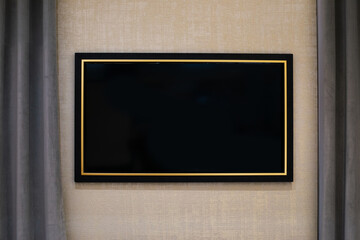 empty Black device screen between curtain