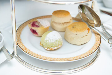 variety of scone on tea stand