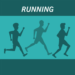 silhouette of athletic men running