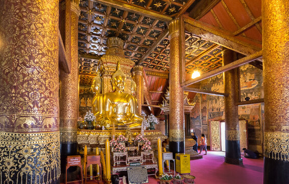 NAN, THAILAND- August 03 ,2016 : Buddha image in perspective of church  Phumin Temple , Nan, Thailand
